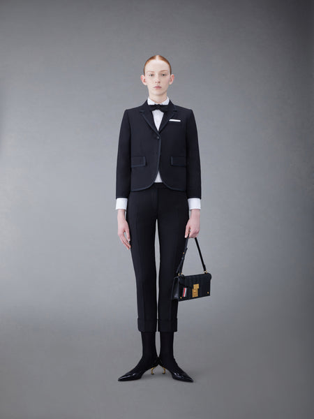 WOOL LOW RISE CIGARETTE TROUSERS BLACK