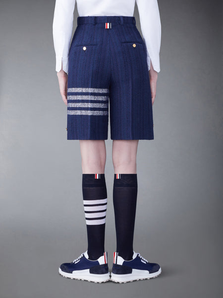 TWEED FRAY 4-BAR HIGH WAIST SHORT NAVY