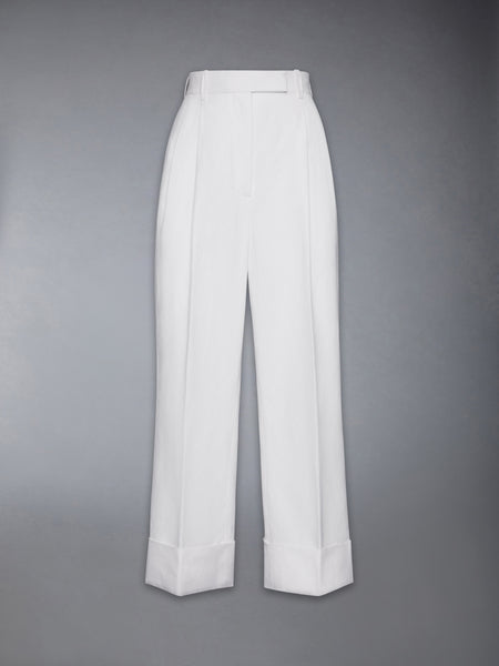 LINEN COTTON HIGH WAISTED TROUSER WHITE