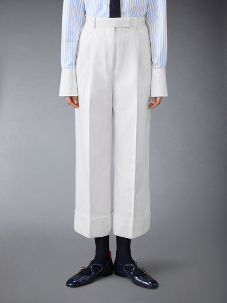 LINEN COTTON HIGH WAISTED TROUSER WHITE