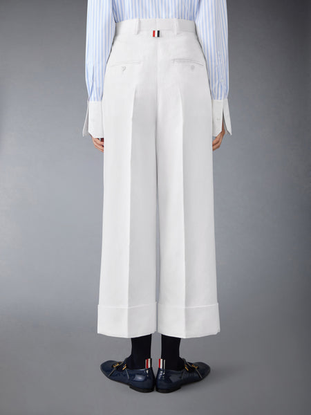 LINEN COTTON HIGH WAISTED TROUSER WHITE