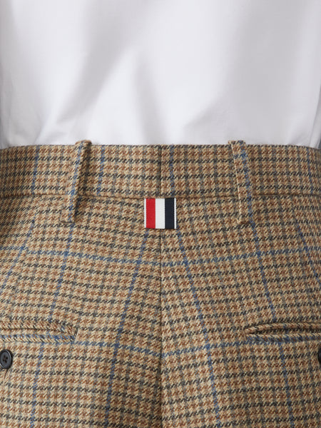 GUNCLUB CHECK CHEVIOT TWEED DOUBLE PLEAT TROUSER BROWN