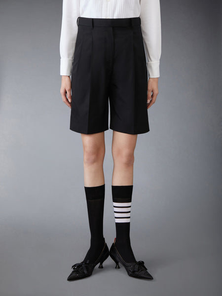 TYPEWRITER CLOTH DOUBLE PLEAT SHORTS BLACK