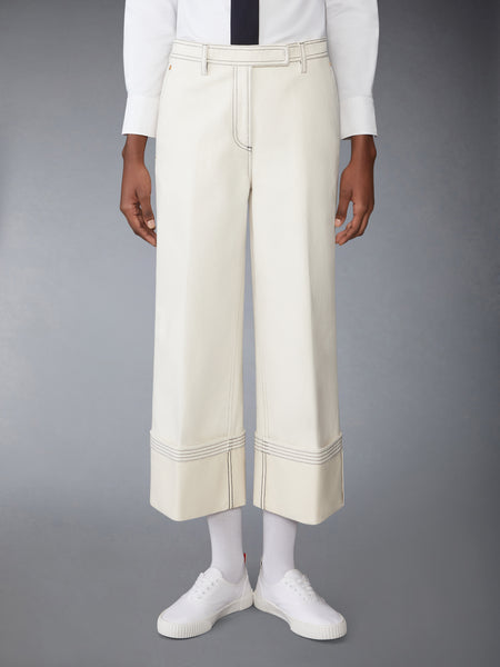 SELVEDGE DENIM WIDE LEG TROUSER WHITE