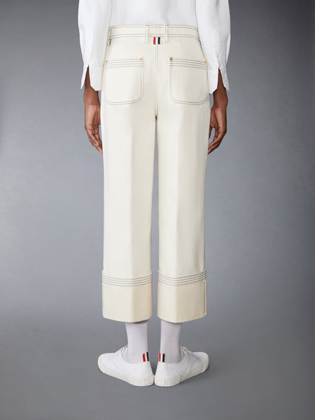 SELVEDGE DENIM WIDE LEG TROUSER WHITE