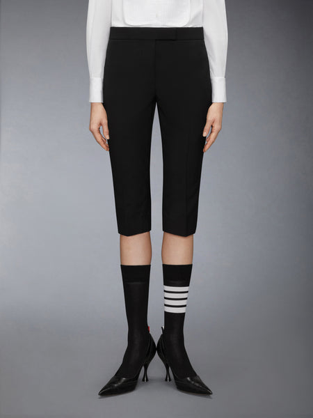 HOPSACK SUITING LOWRISE CROPPED TROUSER BLACK