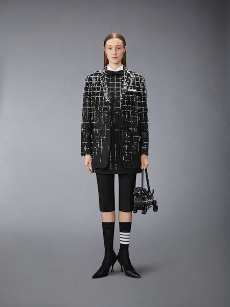 HOPSACK SUITING LOWRISE CROPPED TROUSER BLACK