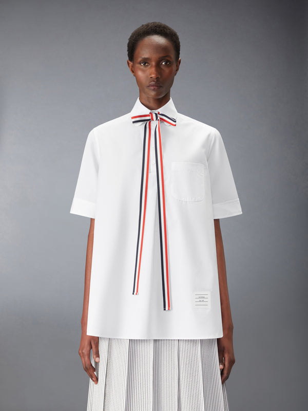 SOLID POPLIN BLOUSON WITH GROSGRAIN BOW TIE - featured image