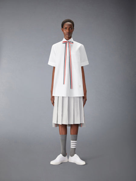 SOLID POPLIN BLOUSON WITH GROSGRAIN BOW TIE 白