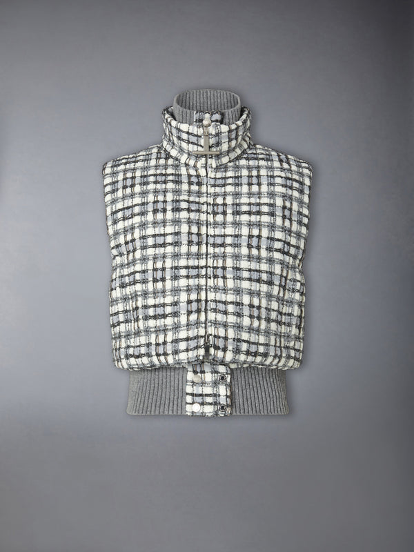 SHEER ORGANZA RIBBON TWEED CROPPED DOWN FILLED VEST - featured image
