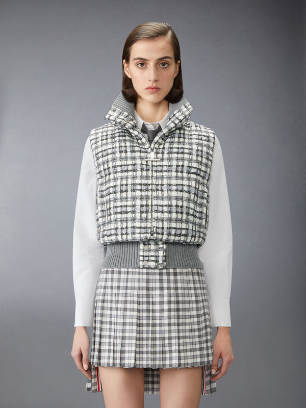 SHEER ORGANZA RIBBON TWEED CROPPED DOWN FILLED VEST - image 1