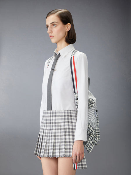 SHEER ORGANZA RIBBON TWEED CROPPED DOWN FILLED VEST WHITE