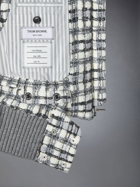 SHEER ORGANZA RIBBON TWEED CROPPED DOWN FILLED VEST WHITE