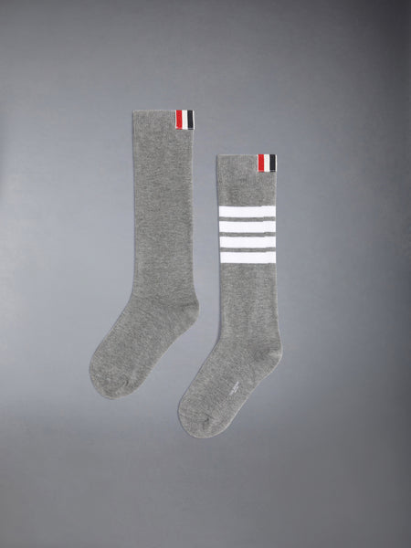 CHILDREN'S COTTON 4-BAR KNEE HIGH SOCKS MED GREY
