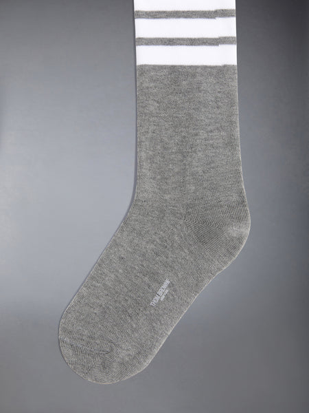 CHILDREN'S COTTON 4-BAR KNEE HIGH SOCKS MED GREY