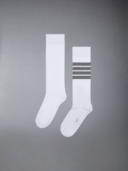 CHILDREN'S COTTON 4-BAR KNEE HIGH SOCKS WHITE