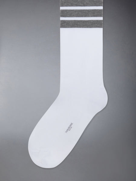 CHILDREN'S COTTON 4-BAR KNEE HIGH SOCKS WHITE