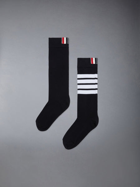 CHILDREN'S COTTON 4-BAR KNEE HIGH SOCKS NAVY