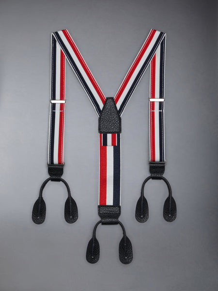 Children's 24mm Poly Grosgrain Stripe Suspender RWBWHT