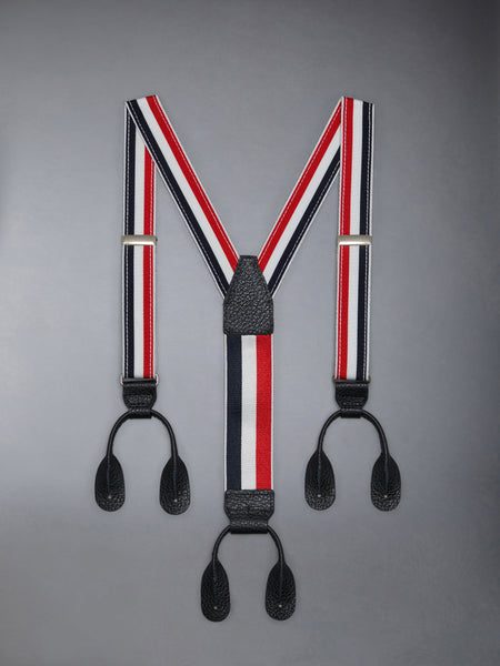 Children's 24mm Poly Grosgrain Stripe Suspender RWBWHT
