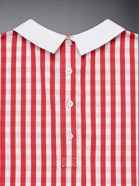 CHILDREN'S GINGHAM CHECK POPLIN PLEAT DRESS RED