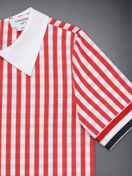 CHILDREN'S GINGHAM CHECK POPLIN PLEAT DRESS RED
