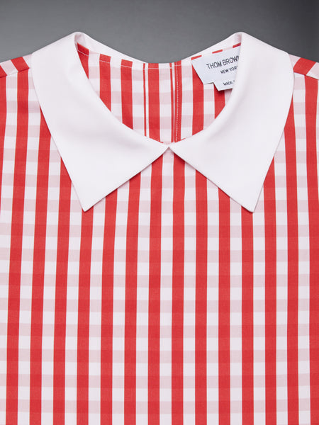 CHILDREN'S GINGHAM CHECK POPLIN PLEAT DRESS RED