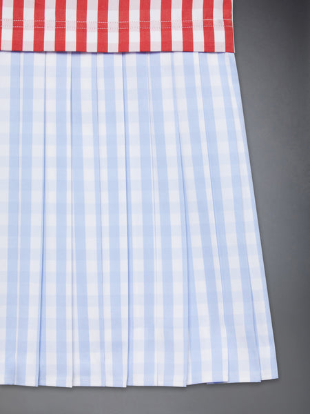 CHILDREN'S GINGHAM CHECK POPLIN PLEAT DRESS RED