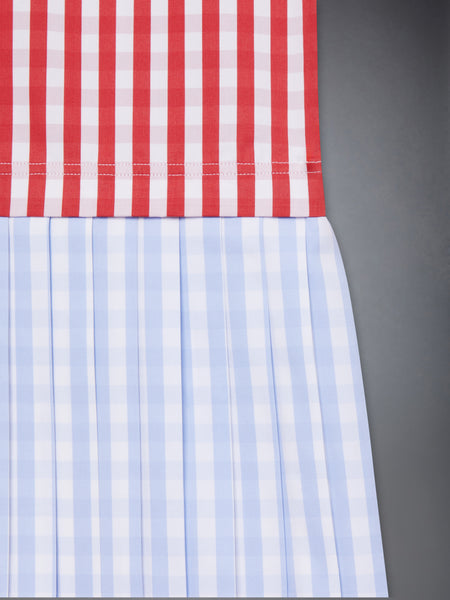 CHILDREN'S GINGHAM CHECK POPLIN PLEAT DRESS RED
