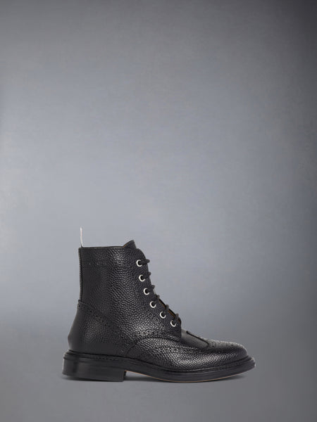 CHILDREN'S PEBBLE GRAIN WINGTIP BOOT BLACK