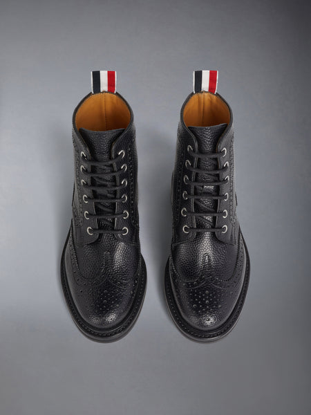 CHILDREN'S PEBBLE GRAIN WINGTIP BOOT BLACK