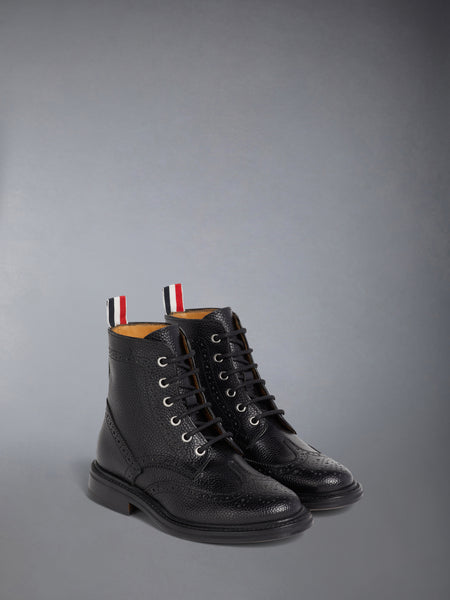 CHILDREN'S PEBBLE GRAIN WINGTIP BOOT BLACK