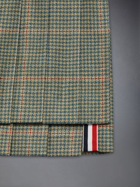 CHILDREN'S HERRINGBONE CHEVIOT TWEED PLEATED MINI SKIRT GREEN