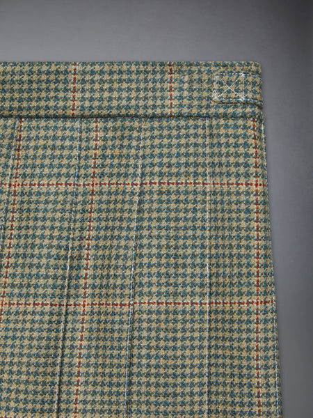 CHILDREN'S HERRINGBONE CHEVIOT TWEED PLEATED MINI SKIRT GREEN