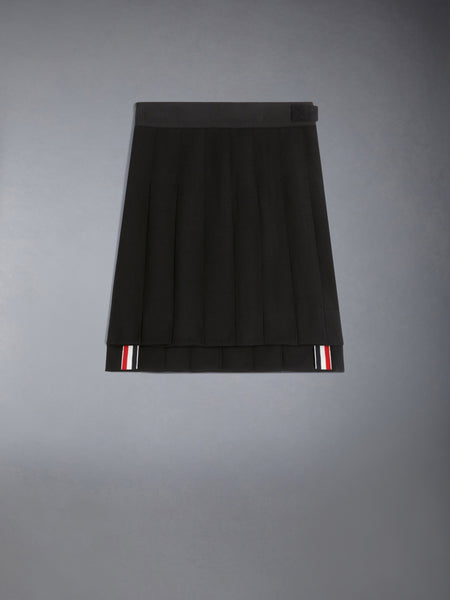 CHILDREN'S PIQUE SUITING PLEATED MINI SKIRT BLACK