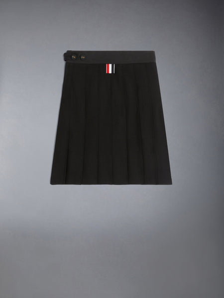 CHILDREN'S PIQUE SUITING PLEATED MINI SKIRT BLACK