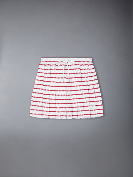CHILDREN'S HONEYCOMB STRIPED PLEATED MINI SKIRT WHITE/RED