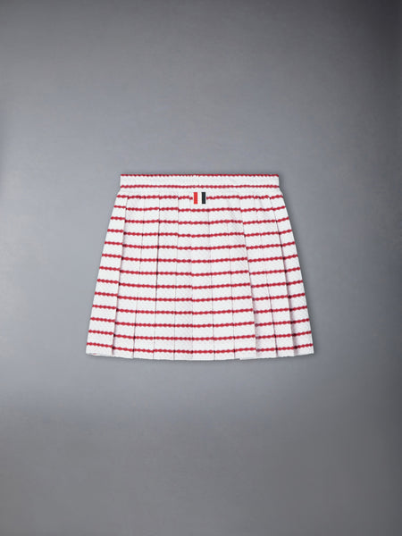 CHILDREN'S HONEYCOMB STRIPED PLEATED MINI SKIRT WHITE/RED