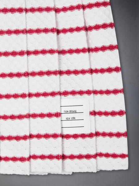 CHILDREN'S HONEYCOMB STRIPED PLEATED MINI SKIRT WHITE/RED