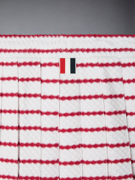 CHILDREN'S HONEYCOMB STRIPED PLEATED MINI SKIRT WHITE/RED
