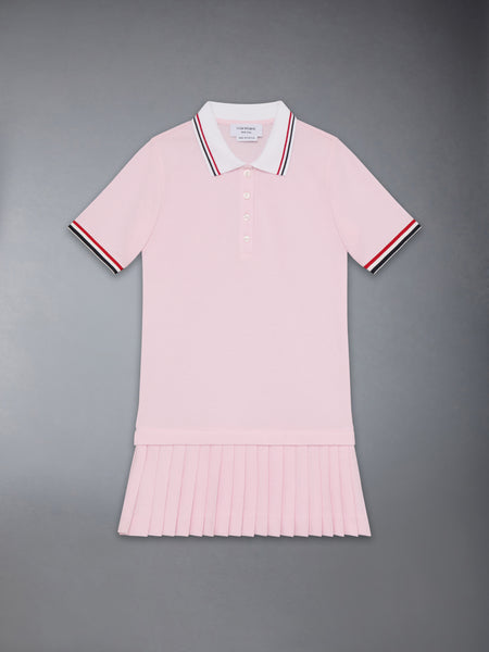 PIQUE PLEATED POLO DRESS LT PINK