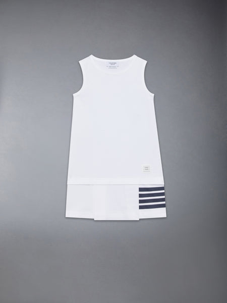 CHILDREN'S JERSEY 4-BAR RINGER TANK DRESS WHITE