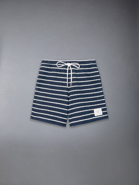 CHILDREN'S HONEYCOMB STRIPED RUGBY SHORTS NAVY/WHITE