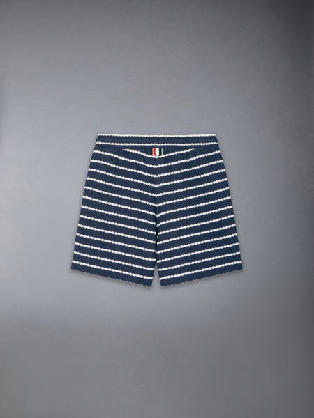 CHILDREN'S HONEYCOMB STRIPED RUGBY SHORTS NAVY/WHITE
