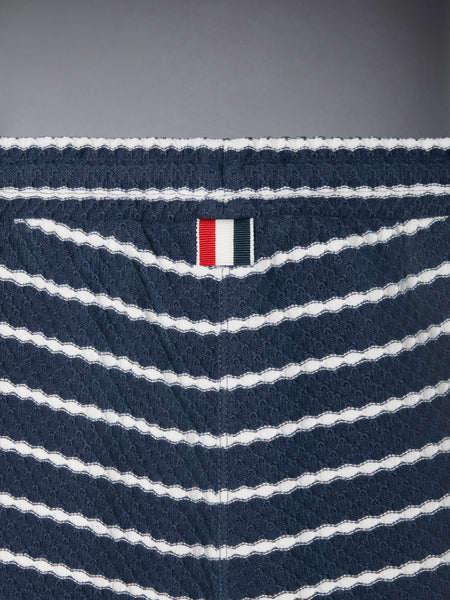 CHILDREN'S HONEYCOMB STRIPED RUGBY SHORTS NAVY/WHITE