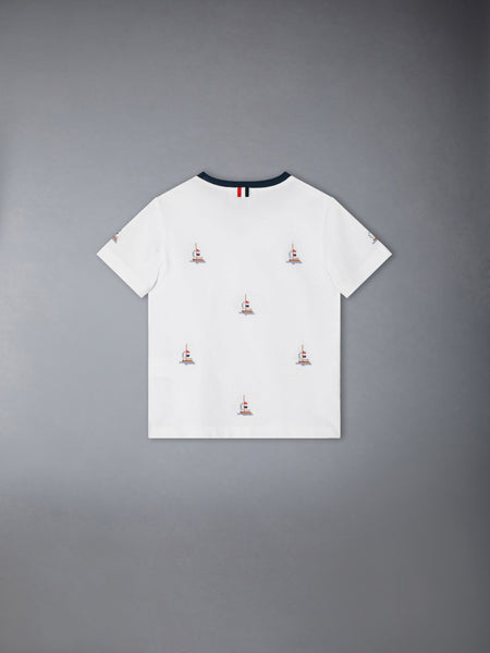CHILDREN'S SAILBOAT STITCH TEE WHITE
