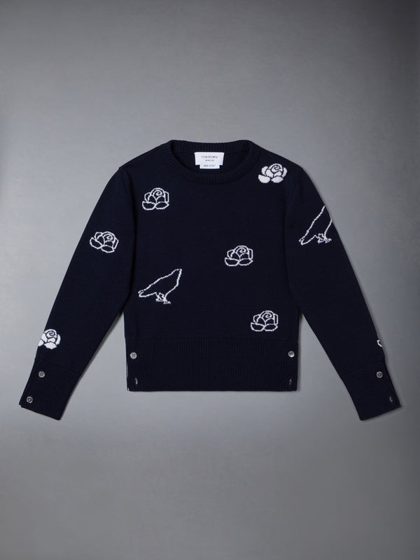FINE MERINO WOOL ROSE AND RAVEN PULLOVER - featured image