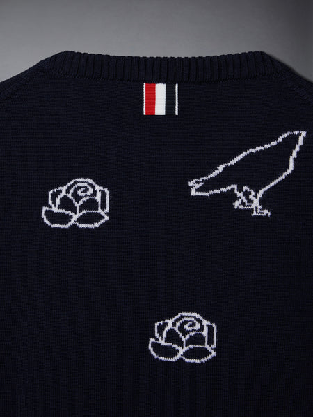 FINE MERINO WOOL ROSE AND RAVEN PULLOVER NAVY