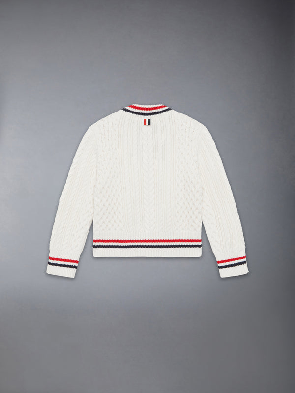 CHILDREN'S ARAN CABLE CRICKET STRIPE PULLOVER - image 2