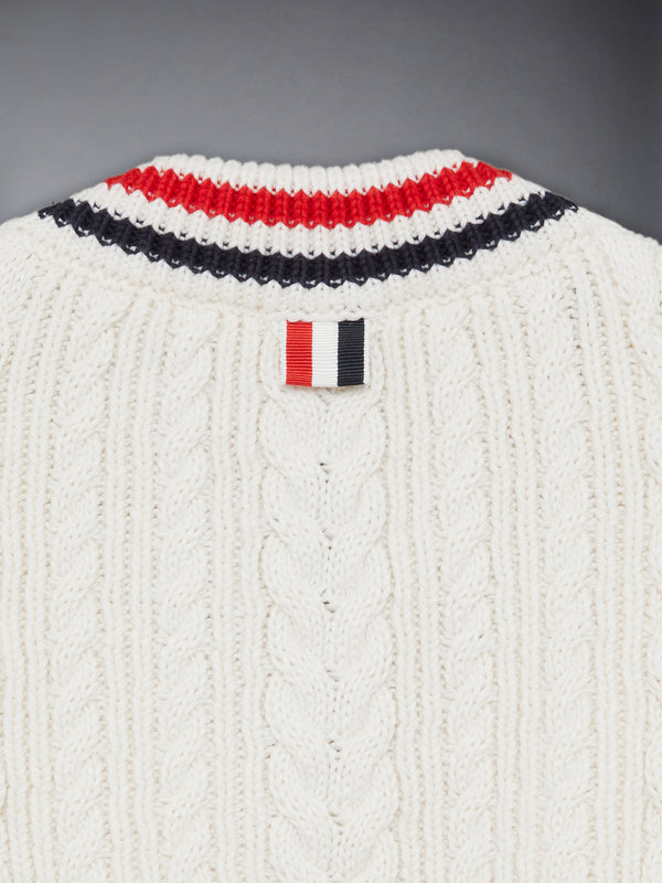 CHILDREN'S ARAN CABLE CRICKET STRIPE PULLOVER - image 4